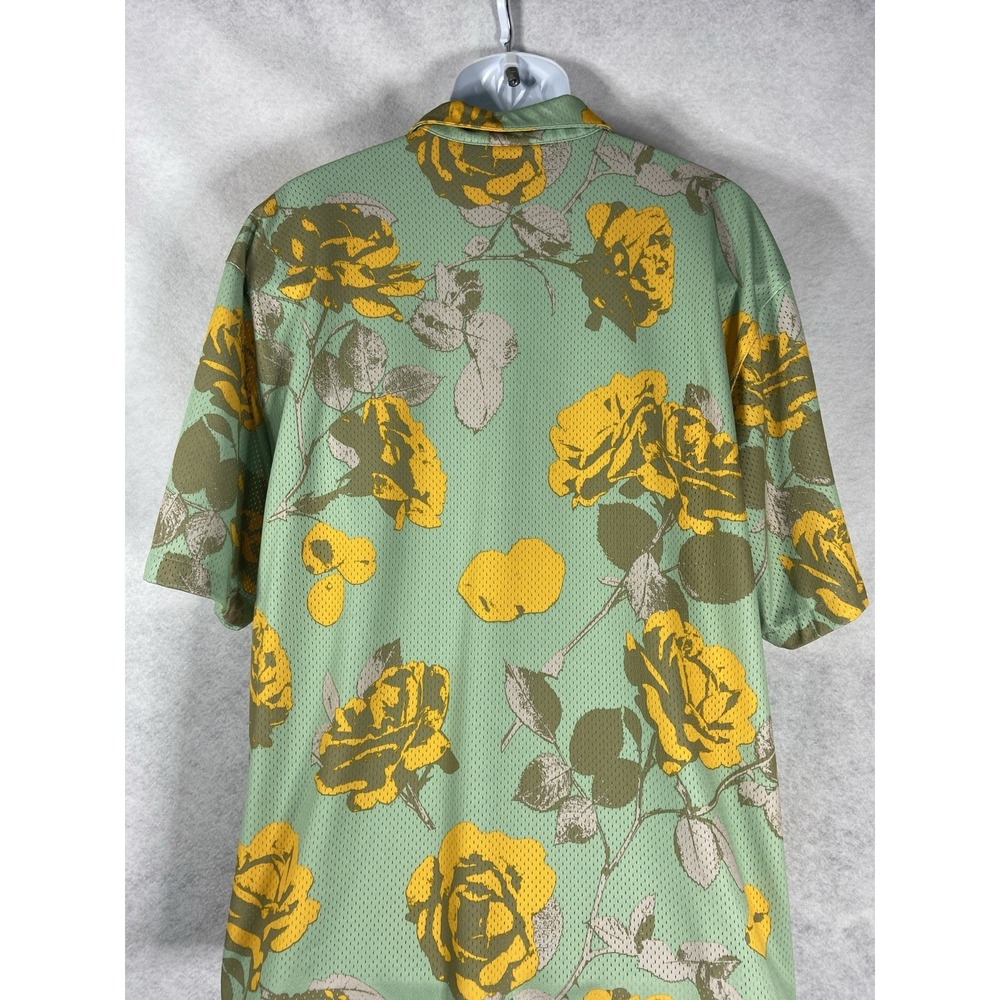 Nike Rose City Shirt Men's XL Green Yellow Mesh Button-Up Floral Short Sleeve - Picture 6 of 11